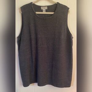 Jennifer Moore Blouse Women’s 3X Gray Beaded Round Collar Sleeveless Tank Tunic